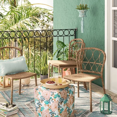 4pc Britanna Wicker Rattan Outdoor Patio Dining Chairs Arm Chairs Brown - Opalhouse™