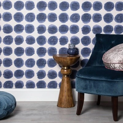 Textile Dot Peel & Stick Wallpaper Blue - Opalhouseā¢: Removable, Repositionable, Stain-Resistant, Washable Vinyl