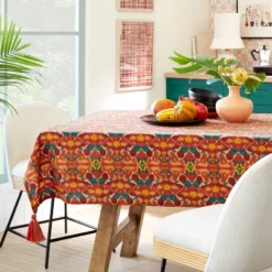84" X 60" Cotton Calling In The Abundance Tablecloth With Tassels - Opalhouseâ„¢ Designed With Jungalowâ„¢