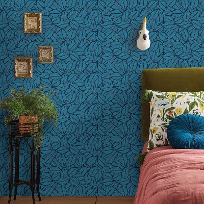 Layered Leaves Peel & Stick Wallpaper Blue - Opalhouseā¢: Removable, Self-Adhesive, Bohemian Botanical Decor - Image 3
