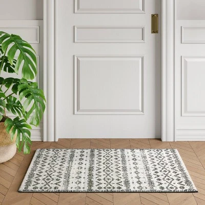 Diamond Printed Accent Aztec Rug Black - Opalhouseā¢