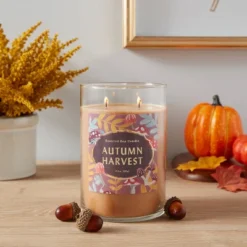 21.5oz Lidded Glass Jar 2-Wick Autumn Harvest Candle - Opalhouse™