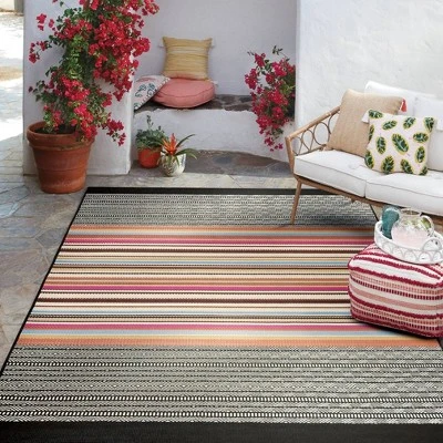 7' X 10' Outdoor Rug Multi Stripe Global Pink - Opalhouseā¢